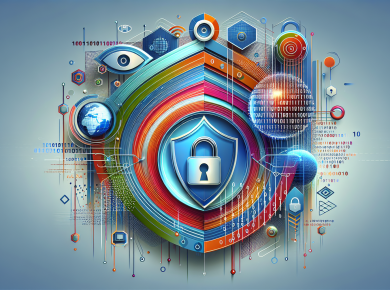 A conceptual abstract illustration signifying the importance of data protection laws. The image is rendered in a contemporary, modern style with a vibrant color palette. The central motif could be a shield or a lock, representing security. Various data elements like binary codes, globes representing worldwide reach, and eye symbols for surveillance can be included to emphasize the theme of data protection. The overall composition should be asymmetrical to represent the complexity and dynamism of this concept.